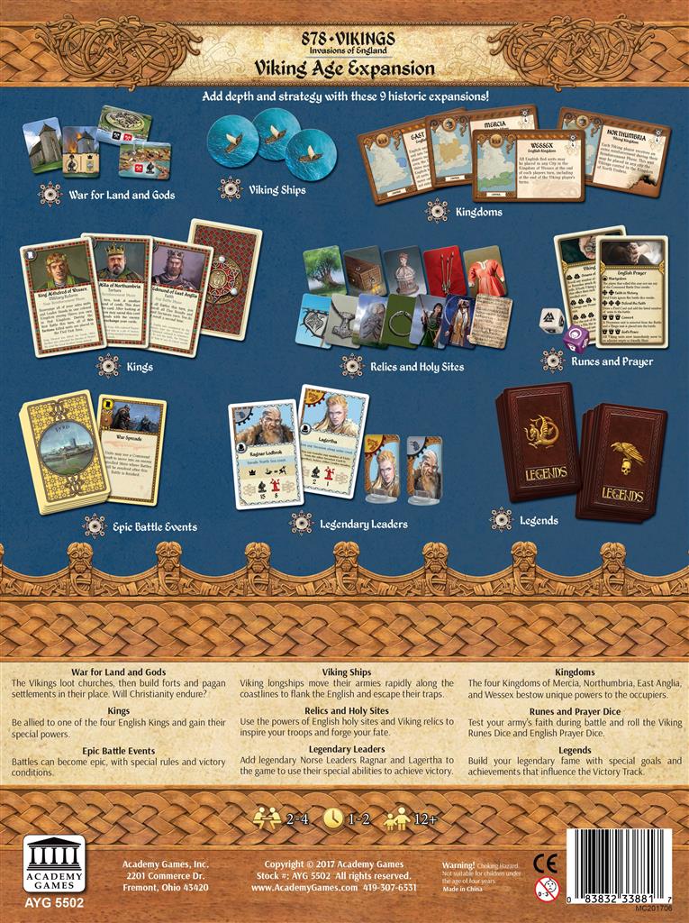 Board Game 878 Vikings. Invasions of England. Viking Age Expansion (English Edition)