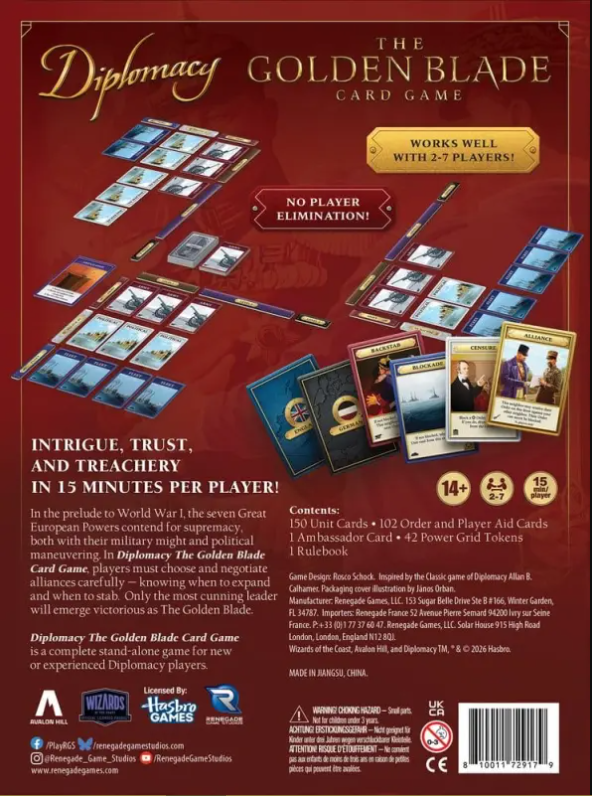 Brettspiel Diplomacy. The Golden Blade (Englische Version)