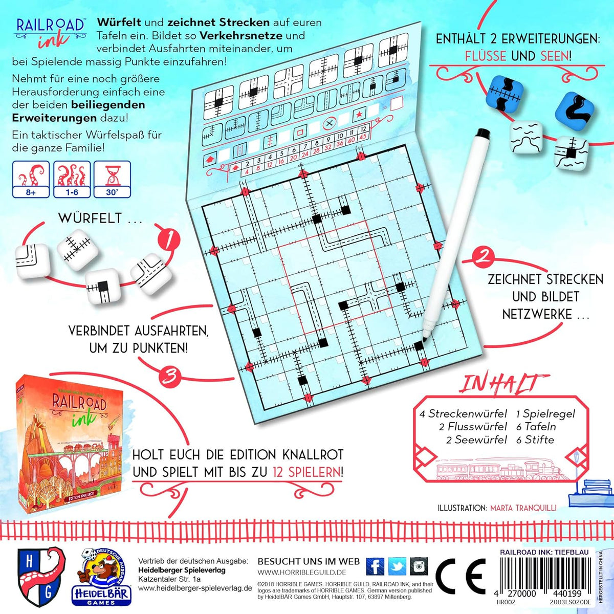 Board Game Railroad Ink. Deep Blue Edition (German Version)